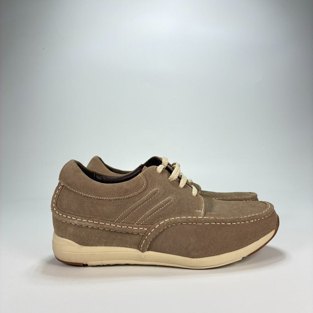 CALTO Khaki Canvas Casual Invisible Height Increasing Elevator Shoes Womens Sz 6